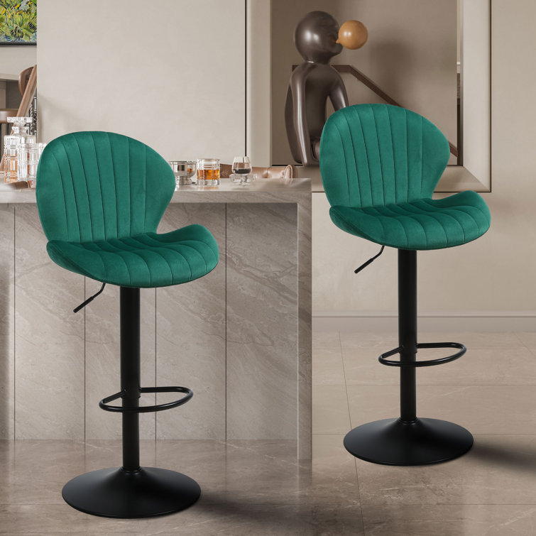 Mercer41 Lucah Swivel Adjustable Height Velvet Bar Stool with